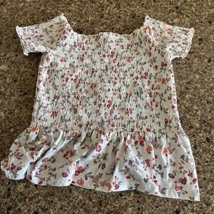 - American Eagle size small white and purple flower top gathered stretchy